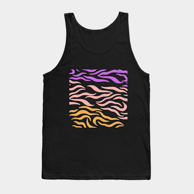 Violet Pink Gold Wavey pattern in Blck Tank Top by Shineyarts